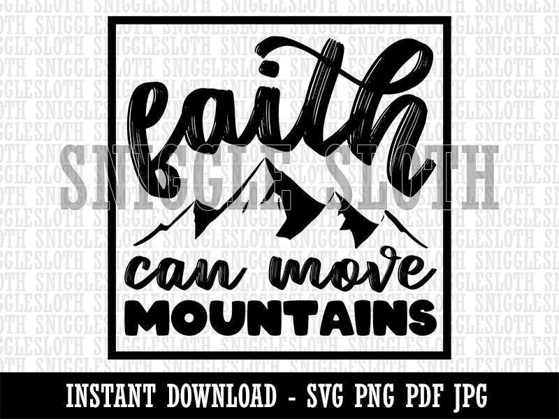 Faith Can Move Mountains Inspirational Bible Verse Clipart Digital Download SVG PNG JPG PDF Cut Files