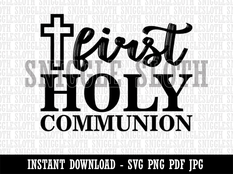 First Holy Communion with Cross Clipart Digital Download SVG PNG JPG PDF Cut Files