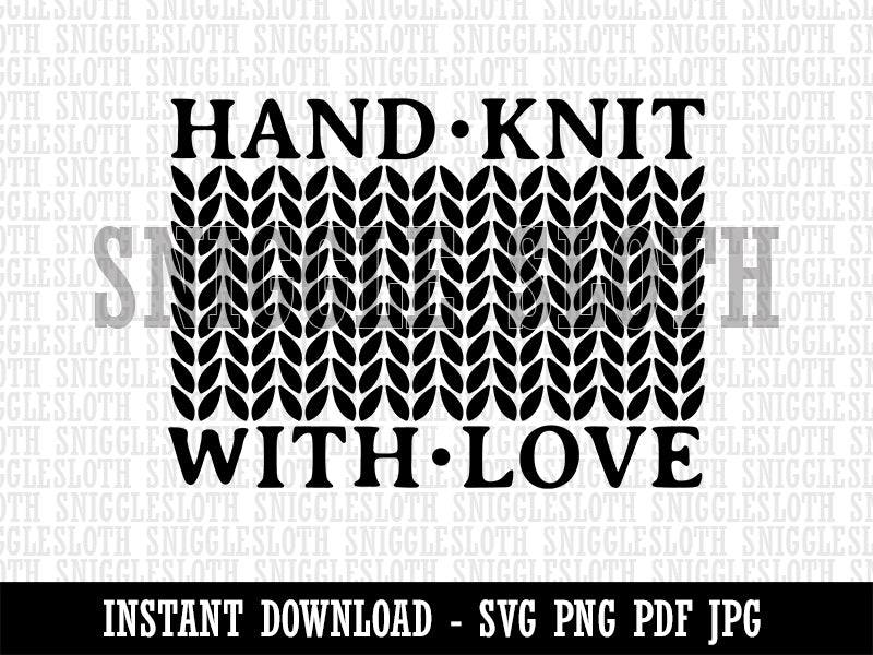 Hand Knit with Love Knitted Yarn Clipart Digital Download SVG PNG JPG PDF Cut Files