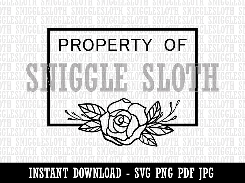 Simple and Elegant Rose Property of Label Clipart Digital Download SVG PNG JPG PDF Cut Files