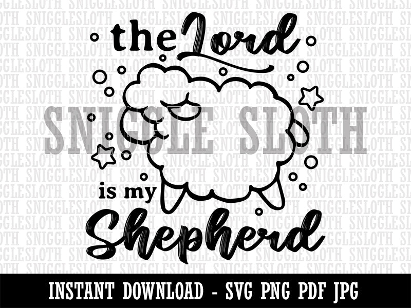 Sweet Nursery Sheep The Lord is My Shepherd Bible Psalm 23 Clipart Digital Download SVG PNG JPG PDF Cut Files