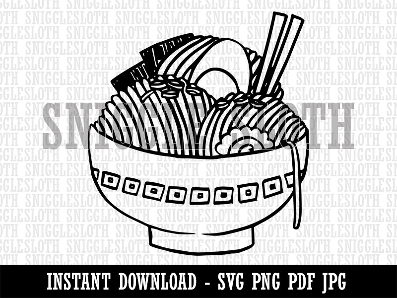 Yummy Fun Ramen Noodle Doodle Clipart Digital Download SVG PNG JPG PDF Cut Files