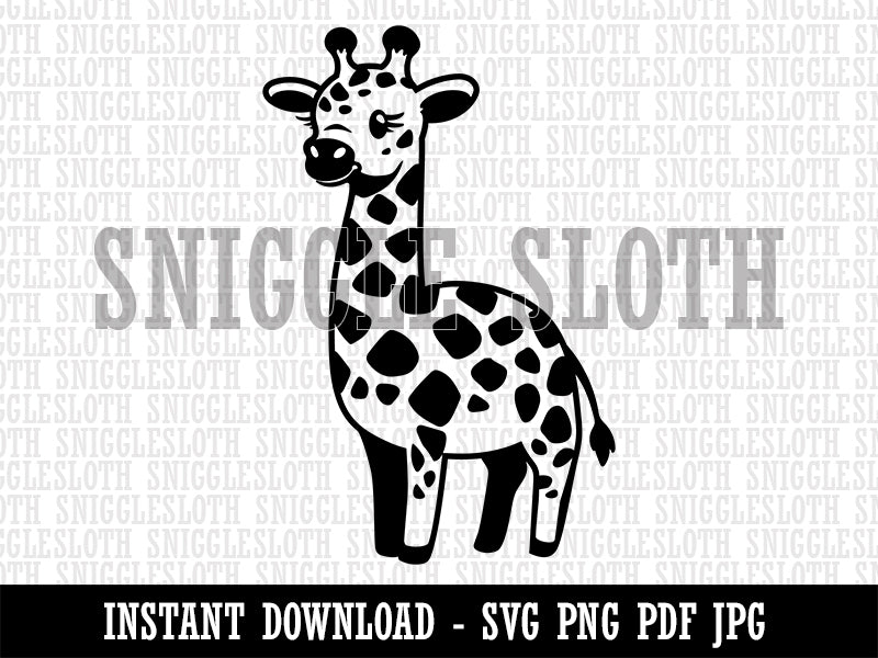 Cute Baby Giraffe Kawaii Chibi Clipart Digital Download SVG PNG JPG PDF Cut Files