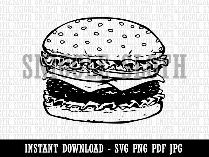 Delicious Hamburger Cheeseburger American Fast Food Clipart Digital Download SVG PNG JPG PDF Cut Files