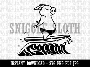 Peaceful Zen Surfer Pig Clipart Digital Download SVG PNG JPG PDF Cut Files