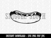 Plump Hotdog Frank on a Bun with Mustard or Ketchup Clipart Digital Download SVG PNG JPG PDF Cut Files