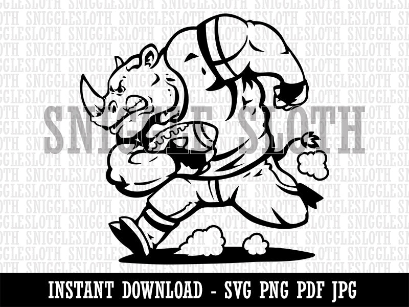 Rampaging Rhino Football Athletic Sports Clipart Digital Download SVG PNG JPG PDF Cut Files
