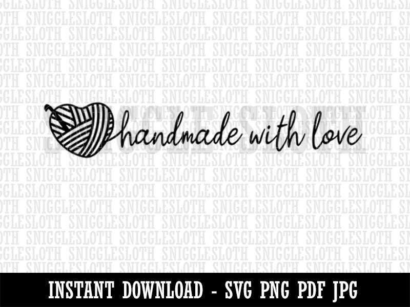 Crochet Handmade with Love Clipart Digital Download SVG PNG JPG PDF Cut Files