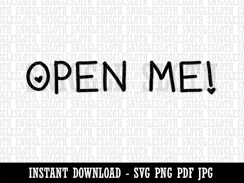 Open Me with Cute Hearts Clipart Digital Download SVG PNG JPG PDF Cut Files