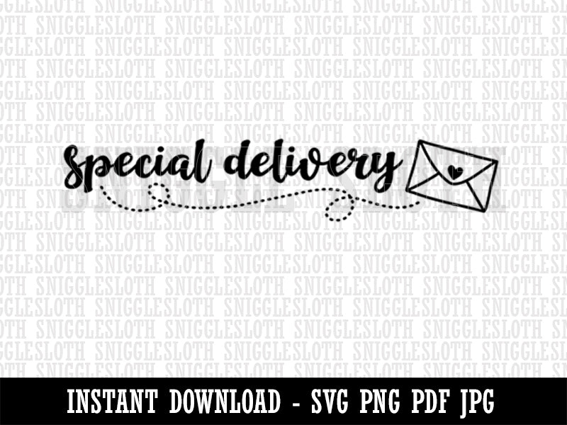 Special Delivery Script Mail Envelope with Heart Clipart Digital Download SVG PNG JPG PDF Cut Files