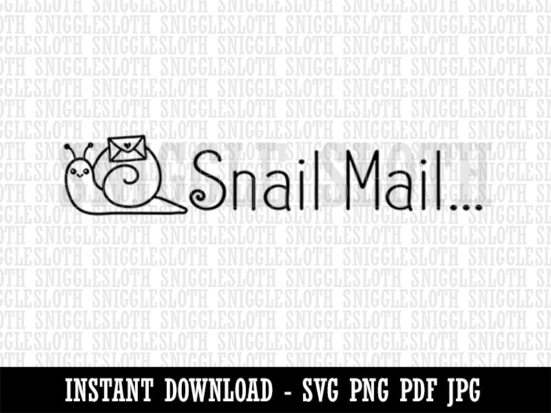 Sweet Snail Mail with Envelope on Shell Clipart Digital Download SVG PNG JPG PDF Cut Files
