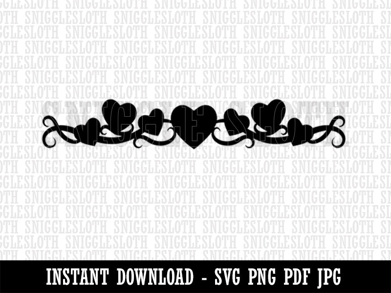 Swirly Heart Border Clipart Digital Download SVG PNG JPG PDF Cut Files