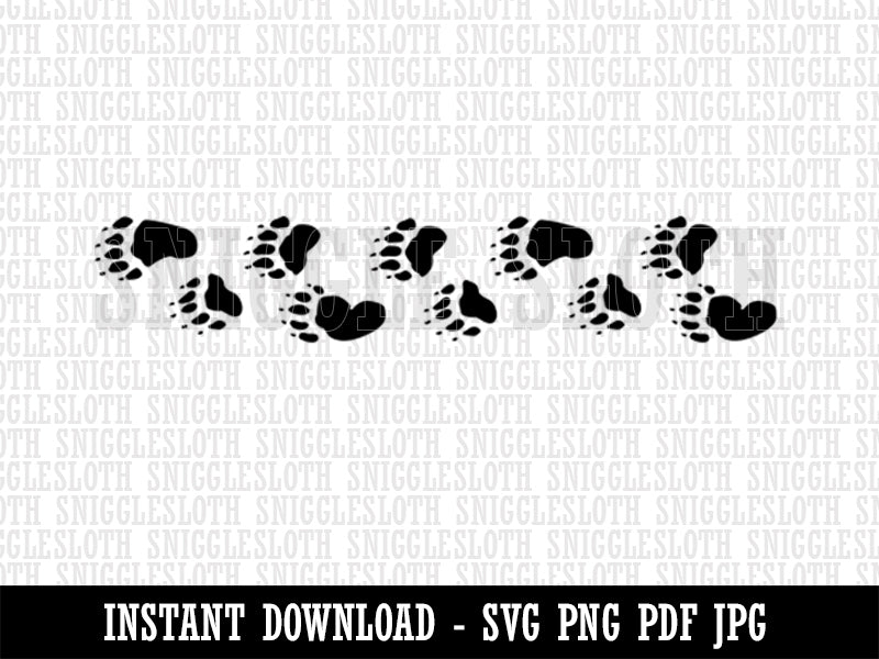 Bear Tracks Animal Paw Prints Border Clipart Digital Download SVG PNG JPG PDF Cut Files