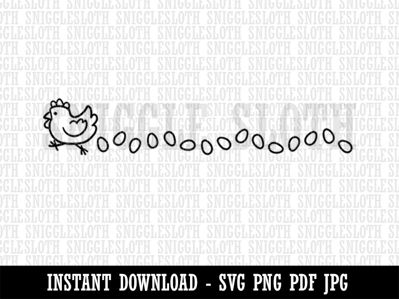 Chicken Laying Eggs in a Row Clipart Digital Download SVG PNG JPG PDF Cut Files
