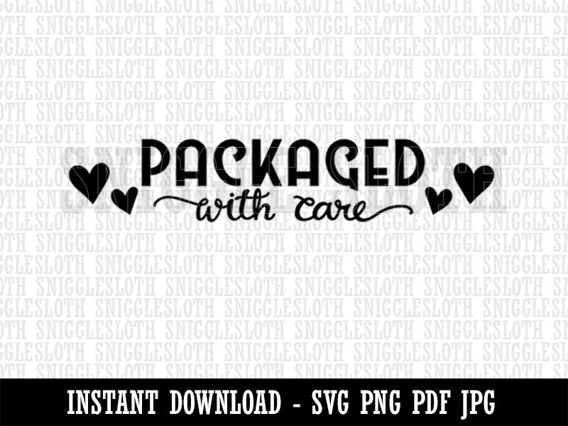 Packaged with Care Hearts Clipart Digital Download SVG PNG JPG PDF Cut Files