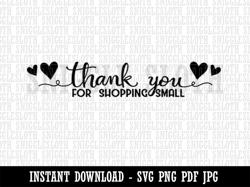 Thank You for Shopping Small Business Hearts Clipart Digital Download SVG PNG JPG PDF Cut Files