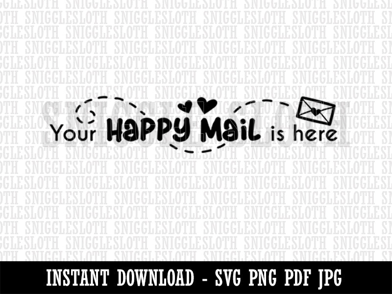 Your Happy Mail is Here Envelope with Heart Clipart Digital Download SVG PNG JPG PDF Cut Files