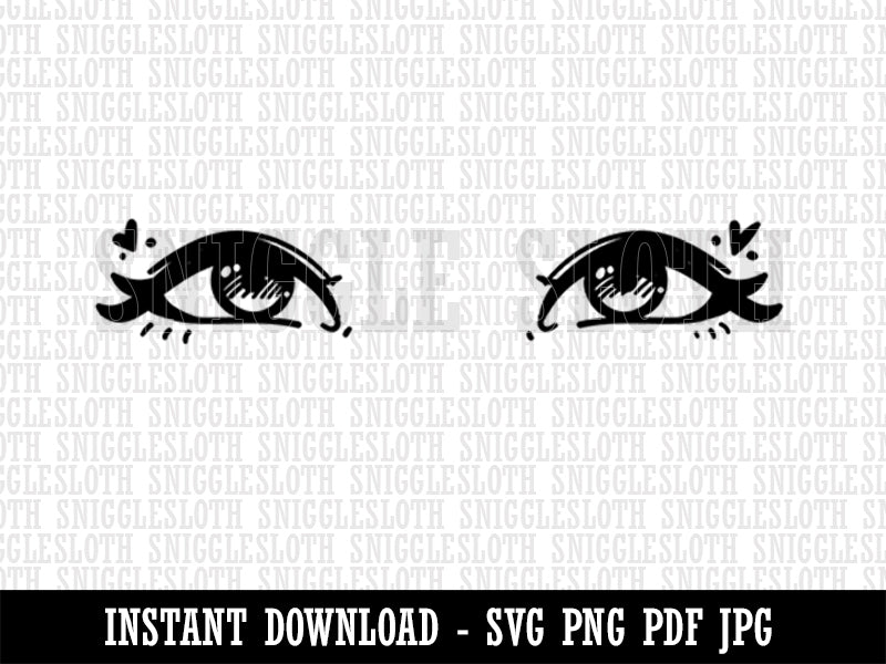 Charming Kawaii Anime Inspired Set of Eyes Clipart Digital Download SVG PNG JPG PDF Cut Files