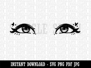 Charming Kawaii Anime Inspired Set of Eyes Clipart Digital Download SVG PNG JPG PDF Cut Files