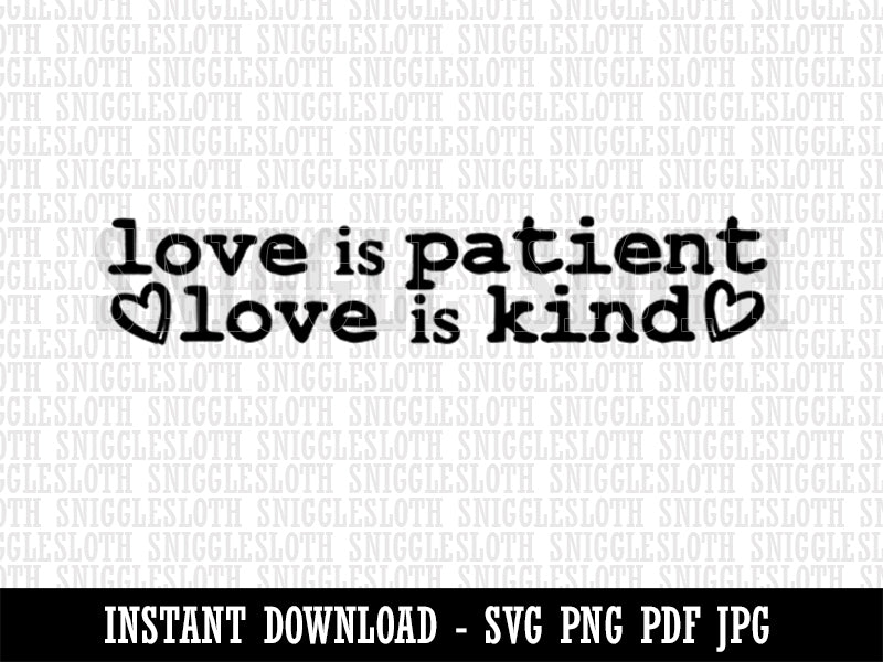 Love is Patient Love is Kind Inspirational Bible Verse Clipart Digital Download SVG PNG JPG PDF Cut Files