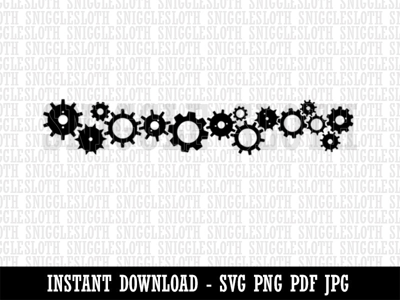 Simple Gears Border Steam Punk Clipart Digital Download SVG PNG JPG PDF Cut Files