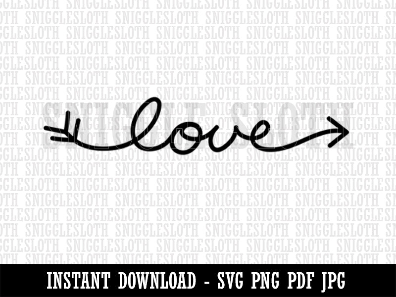 Sweet Handwritten Script Love Arrow Clipart Digital Download SVG PNG JPG PDF Cut Files