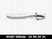 Cavalry Saber Military Curved Sword Clipart Digital Download SVG PNG JPG PDF Cut Files