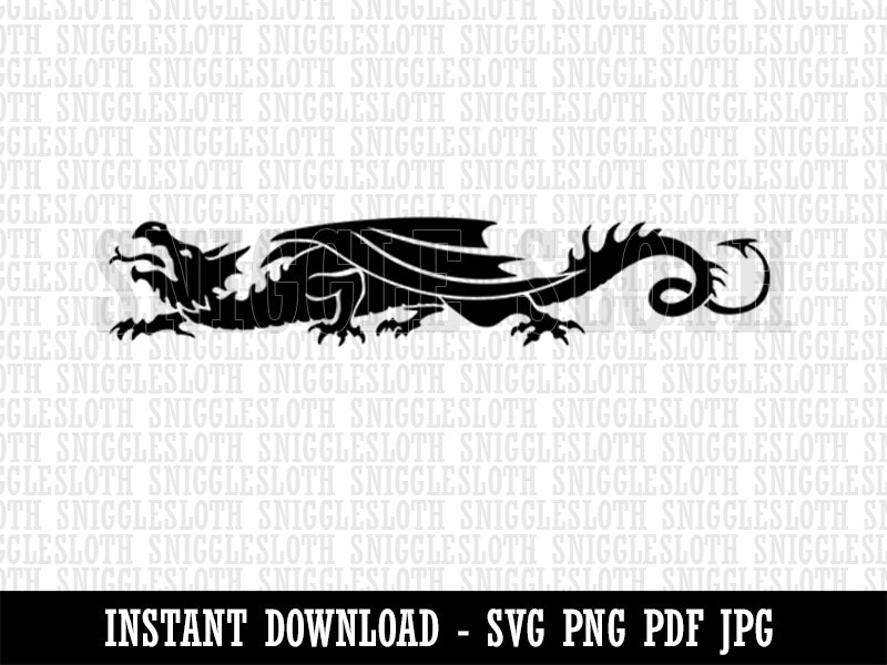 European Style Heraldic Winged Dragon Wyvern Silhouette Clipart Digital Download SVG PNG JPG PDF Cut Files