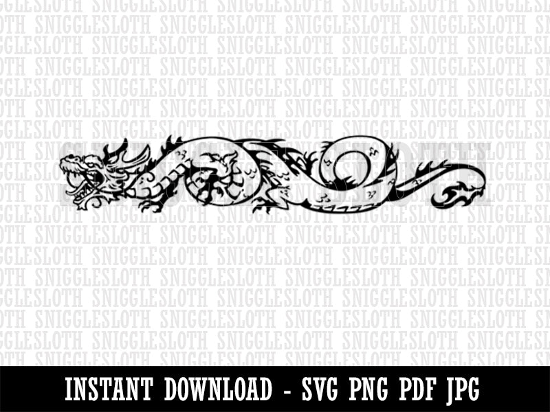 Fierce Chinese Asian Serpent Long Dragon Clipart Digital Download SVG PNG JPG PDF Cut Files