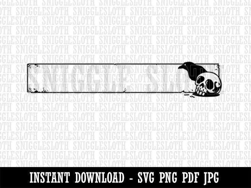 Gothic Raven and Skull Spooky Blank Banner Clipart Digital Download SVG PNG JPG PDF Cut Files