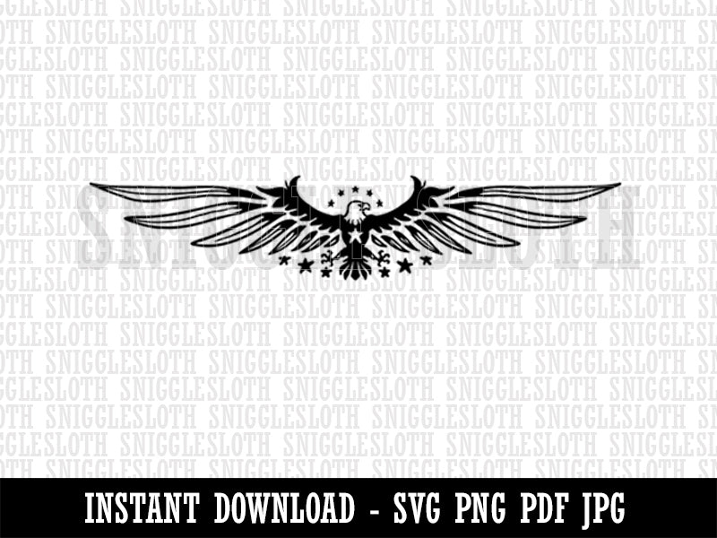 Patriotic American Eagle with Wings Spread and Stars Clipart Digital Download SVG PNG JPG PDF Cut Files