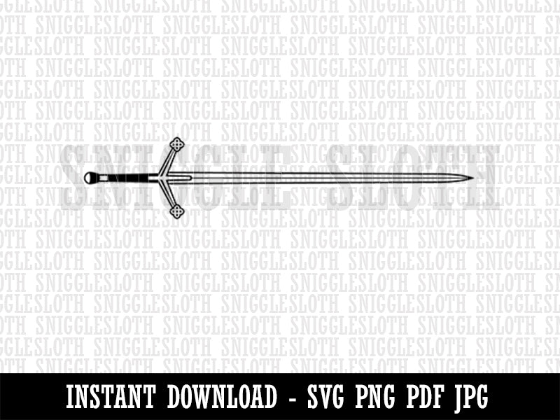 Scottish Claymore Two Handed Greatsword Long Sword Clipart Digital Download SVG PNG JPG PDF Cut Files