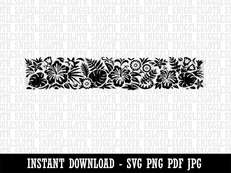 Tropical Hibiscus Monstera Floral Flower Leaves Plants Border Clipart Digital Download SVG PNG JPG PDF Cut Files