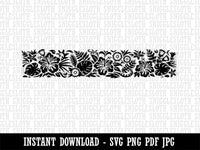 Tropical Hibiscus Monstera Floral Flower Leaves Plants Border Clipart Digital Download SVG PNG JPG PDF Cut Files