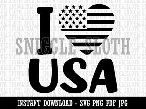 I Heart Flag USA Patriotic Fourth of July Clipart Digital Download SVG PNG JPG PDF Cut Files
