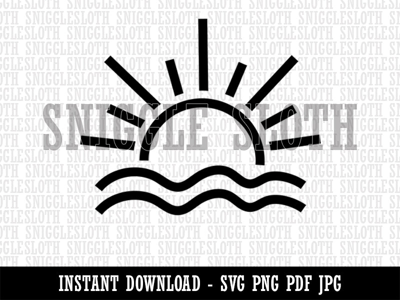 Sun and Waves Sunrise Sunset Clipart Digital Download SVG PNG JPG PDF Cut Files