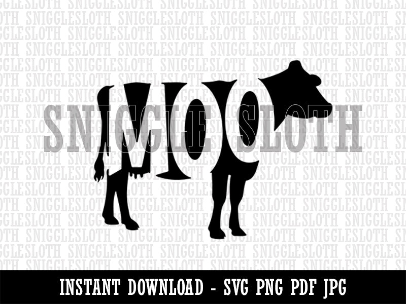 Cow Moo Farm Animal Clipart Digital Download SVG PNG JPG PDF Cut Files