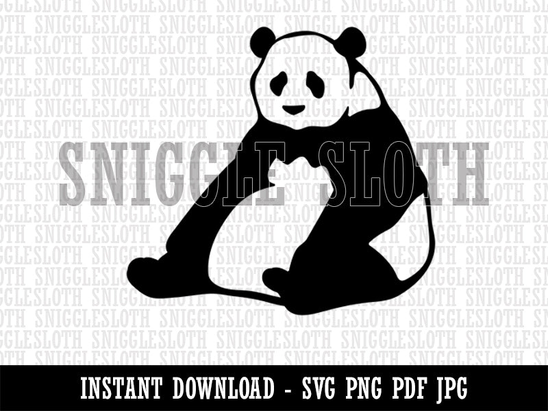 Giant Panda Bear Sitting Clipart Digital Download SVG PNG JPG PDF Cut Files