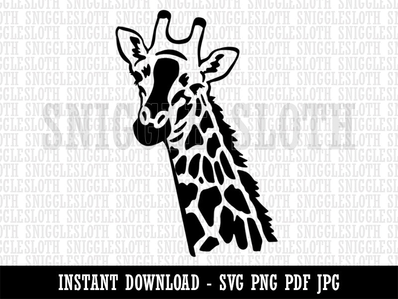 Giraffe Face Clipart Digital Download SVG PNG JPG PDF Cut Files