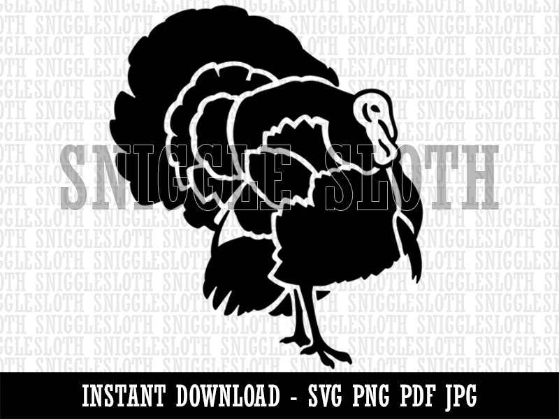 Male Turkey with Feathers Out Thanksgiving Clipart Digital Download SVG PNG JPG PDF Cut Files