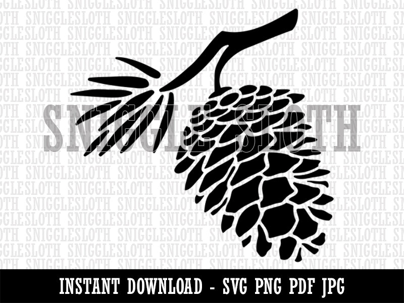 Pinecone on Branch Clipart Digital Download SVG PNG JPG PDF Cut Files