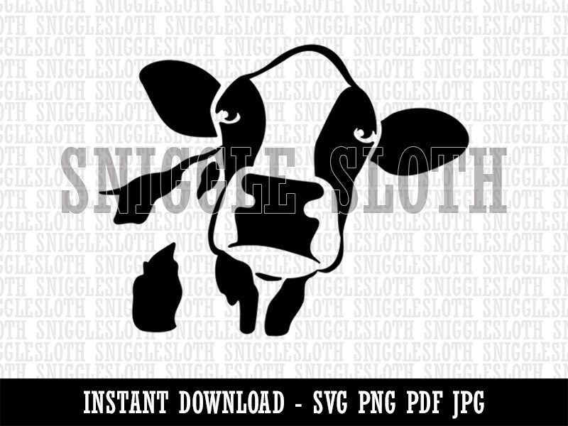 Silly Cow Face Clipart Digital Download SVG PNG JPG PDF Cut Files