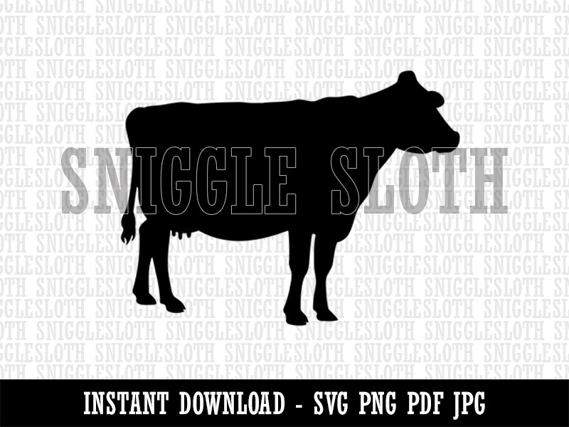 Solid Cow Farm Animal Clipart Digital Download SVG PNG JPG PDF Cut Files