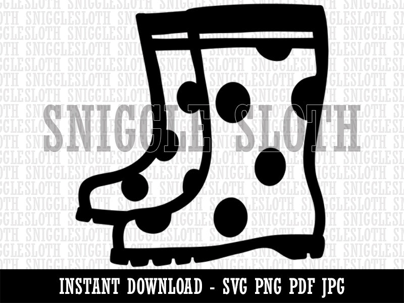 Adorable Summer Polka Dot Rain Boots Clipart Digital Download SVG PNG JPG PDF Cut Files