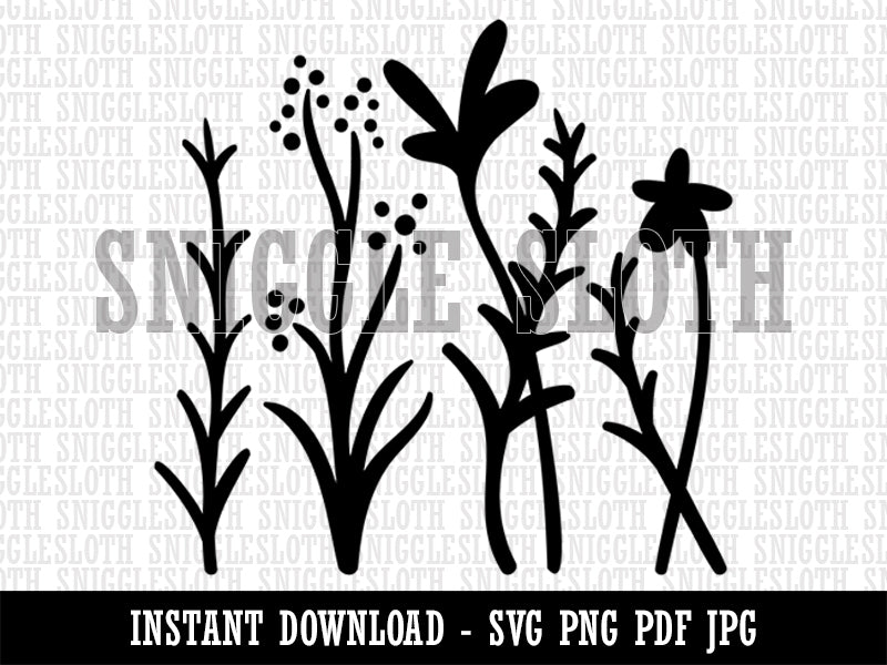 Adorable Summer Wildflowers for Repeating Pattern Clipart Digital Download SVG PNG JPG PDF Cut Files