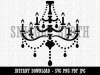 Elegant Candle Chandelier Clipart Digital Download SVG PNG JPG PDF Cut Files