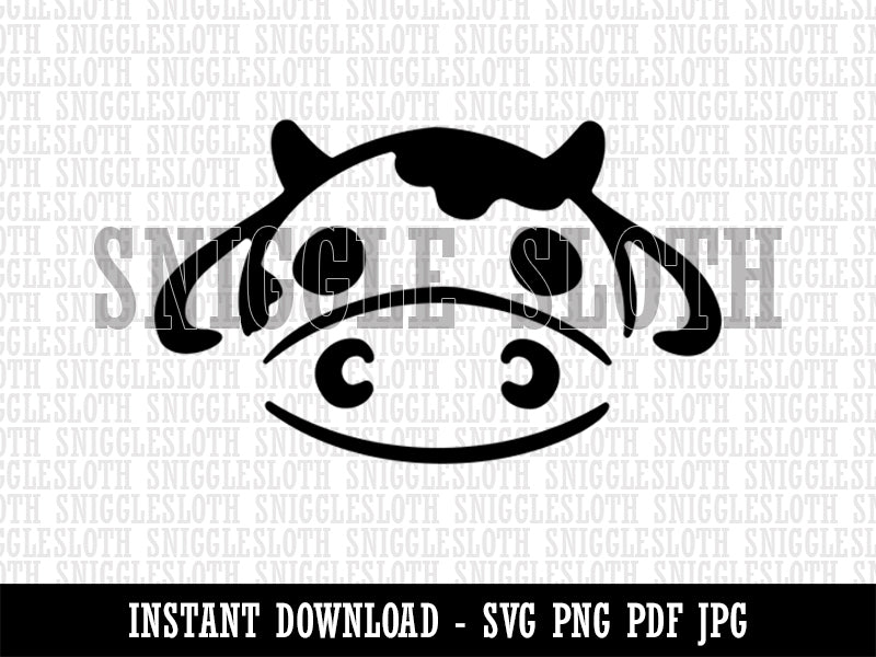 Kawaii Chibi Cow Head Face Milk Farm Animal Clipart Digital Download SVG PNG JPG PDF Cut Files