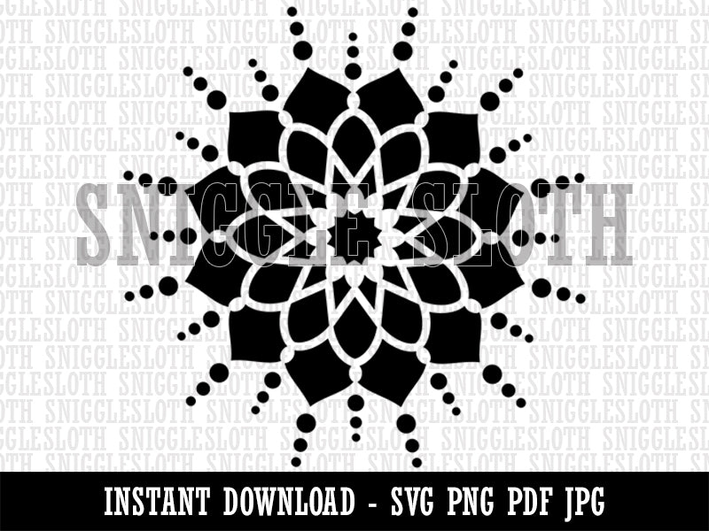Mandala Flower Simple Clipart Digital Download SVG PNG JPG PDF Cut Files