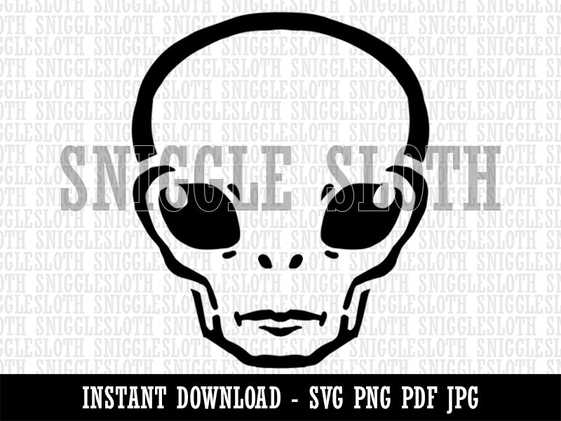 Alien Extraterrestrial UFO Head Clipart Digital Download SVG PNG JPG PDF Cut Files