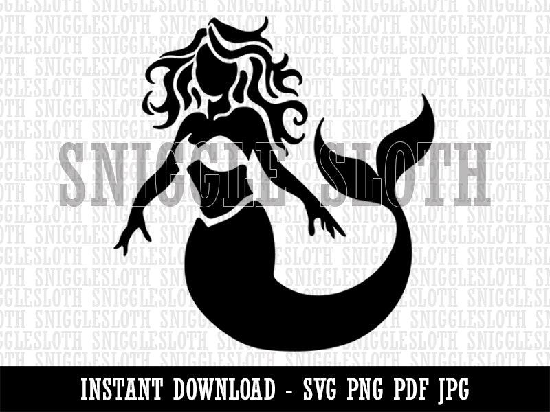Beautiful Mythological Mermaid Clipart Digital Download SVG PNG JPG PDF Cut Files